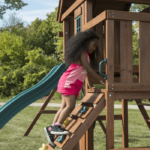 Knightsbridge Plus Complete Wooden Outdoor Playset with Monkey Bars, Slide, Rock Wall and Swing Set Accessories - Image 2