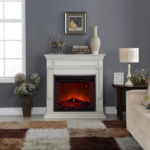 Duluth Forge Full Size Electric Fireplace – Remote Control, Antique White Finish – Model# EL1350-2-AW - Image 5