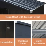 VEIKOUS 10 ft. W x 12 ft. D Outdoor Metal Storage Shed in Gray (120 sq. ft.) - Image 3