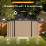 Patiowell 10 ft. W x 12 ft. D Size Upgrade Metal Storage Shed (119 sq. ft.) - Image 3