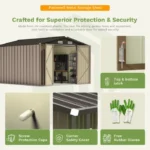 Patiowell 10 ft. W x 12 ft. D Size Upgrade Metal Storage Shed (119 sq. ft.) - Image 5