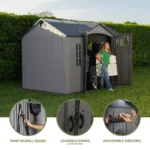 Lifetime 10′ x 8′ Outdoor Storage Shed, Gray - Image 5