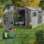 Lifetime 15′ x 8′ Rough Cut Backyard Storage Shed With Floor (60318) - Image 3