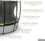 JumpFlex HERO 14 Backyard Outdoor Trampoline for Kids with Net & Ladder - Image 8