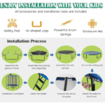 Giantex 8FT 10FT 12FT Trampoline with Enclosure, ASTM Approved Outdoor Large Trampoline with Ladder - Image 3