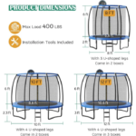 Giantex 8FT 10FT 12FT Trampoline with Enclosure, ASTM Approved Outdoor Large Trampoline with Ladder - Image 6