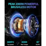 Ridstar DC26 2000W Folding Fat Tire Mountain Electric Bike - Image 6