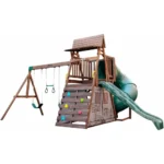 Ranger Retreat Wooden Swing Set/Playset with Tent, Tube Slide and 3-Swings - Image 10