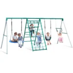 Swing Sets with Saucer Swing,Belt Swing,Trapeze Bar,Climbing Rope,Climbing Ladder - Image 5