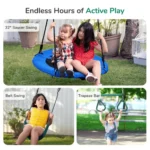 Swing Sets with Saucer Swing,Belt Swing,Trapeze Bar,Climbing Rope,Climbing Ladder - Image 8